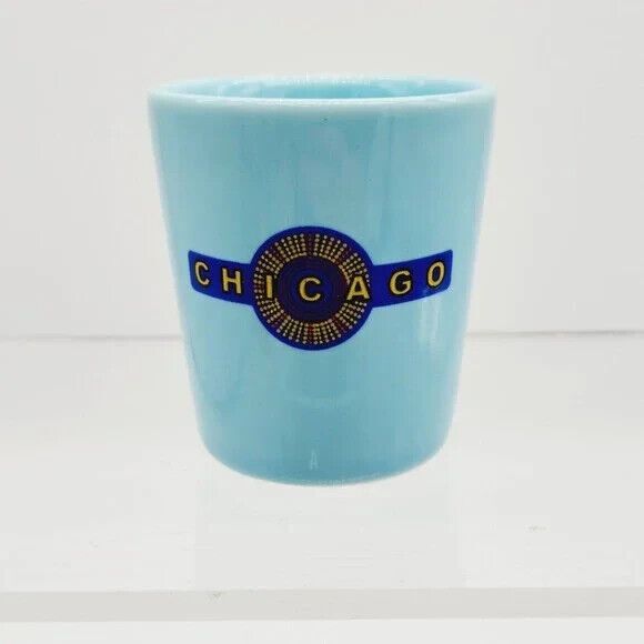 Chicago Cityscape Skyline Blue Ceramic Shot Glass Souvenir Postcard Factory - Picture 8 of 8